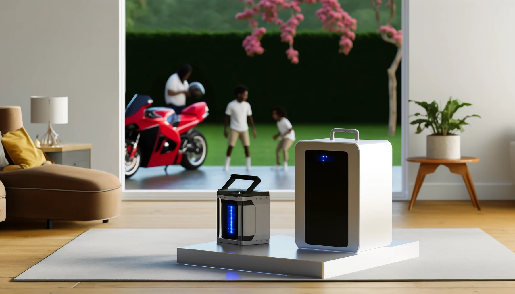 Ohm battery powering home devices for a family